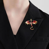 Vintage Enamel Dragon Shaped Brooch Pin Men Suit Coat Accessories