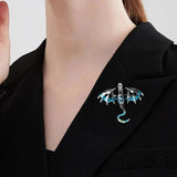 Vintage Enamel Dragon Shaped Brooch Pin Men Suit Coat Accessories