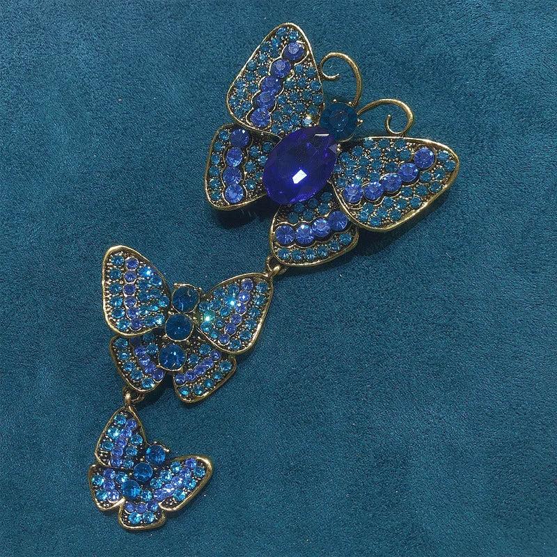 Vintage Pink Rhinestone Butterfly Brooch Pin
