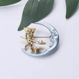 Retro Sun Moon Pearl Brooch Pin