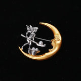 Retro Sun Moon Pearl Brooch Pin