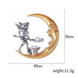 Retro Sun Moon Pearl Brooch Pin
