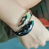Punk Metal Thick Circular Big Bracelet For Women Mixed Colour Cuff Bangles
