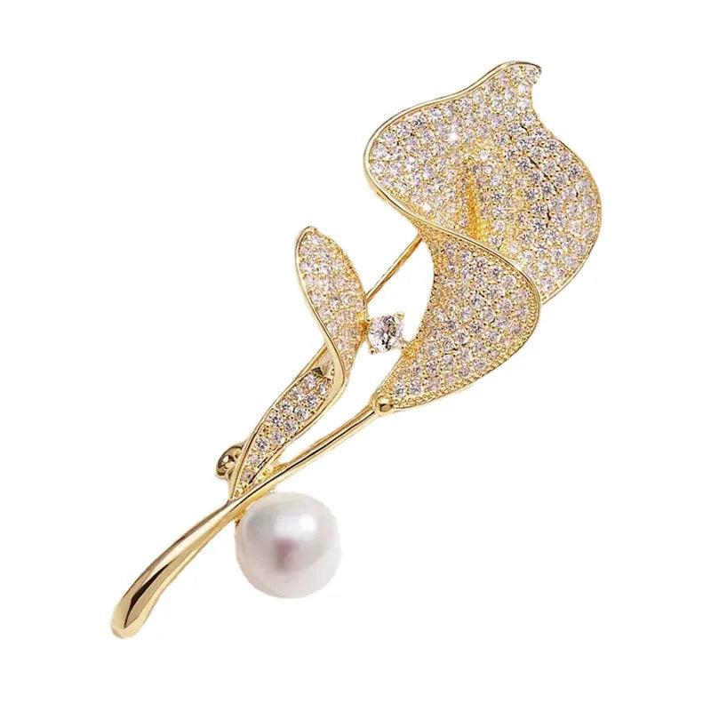 Rhinestone Calla Brooch Flower Jewelry Suit Pins Brooches Nice Gift