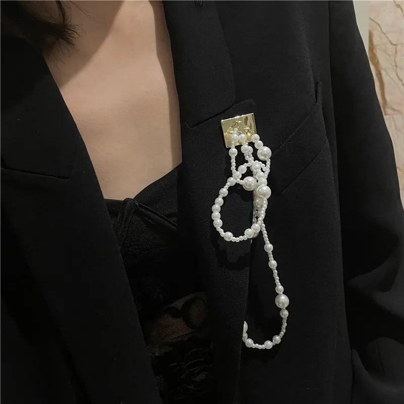 Pearl Tassel Brooch Long Clothing Accessories Christmas