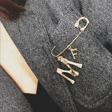Europe America Letter M F Pin Personality Metal Brooch For Women