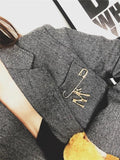 Europe America Letter M F Pin Personality Metal Brooch For Women