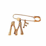Europe America Letter M F Pin Personality Metal Brooch For Women