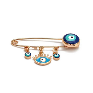 Copper Evil Eye Charm Brooch Pin for Women Men