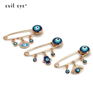 Copper Evil Eye Charm Brooch Pin for Women Men