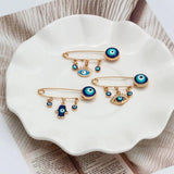 Copper Evil Eye Charm Brooch Pin for Women Men