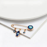 Copper Evil Eye Charm Brooch Pin for Women Men