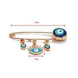 Copper Evil Eye Charm Brooch Pin for Women Men