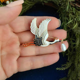 Enamel Drip Oil Crane Brooch Women's Clothing Accessories