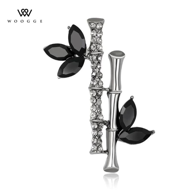 Wedding Crystal Rhinestone Bamboo Brooch Metal Pin Large Vintage Brooches