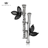 Wedding Crystal Rhinestone Bamboo Brooch Metal Pin Large Vintage Brooches