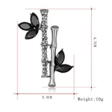 Wedding Crystal Rhinestone Bamboo Brooch Metal Pin Large Vintage Brooches