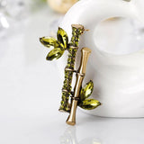 Wedding Crystal Rhinestone Bamboo Brooch Metal Pin Large Vintage Brooches