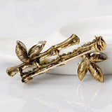Wedding Crystal Rhinestone Bamboo Brooch Metal Pin Large Vintage Brooches