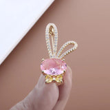 Pink Zircon Bow Bunny Brooch for Girls - Sweet Kids Jewelry Gift