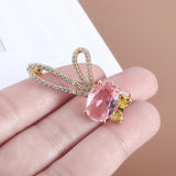 Pink Zircon Bow Bunny Brooch for Girls - Sweet Kids Jewelry Gift