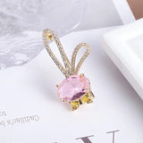 Pink Zircon Bow Bunny Brooch for Girls - Sweet Kids Jewelry Gift