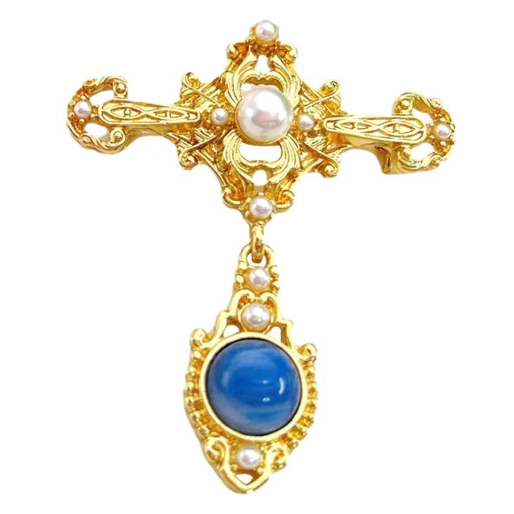 Baroque Gemstone Brooch European American Creative Corsage