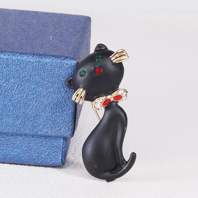 Cute Cartoon Bow Kitten Brooch Pin