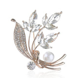 Flower Pin Pearl Leaf Brooch High-grade Corsage Women's Clothing Accessories