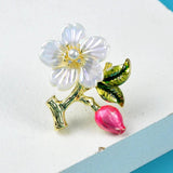 Enamel Rose Flower Brooch Pin for Women, Elegant Coat Shirt Jewelry Gift