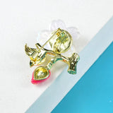 Enamel Rose Flower Brooch Pin for Women, Elegant Coat Shirt Jewelry Gift