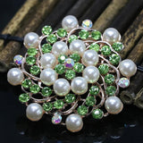 Crystal Shell Pearl Bead Flower Brooches - 8 Colors