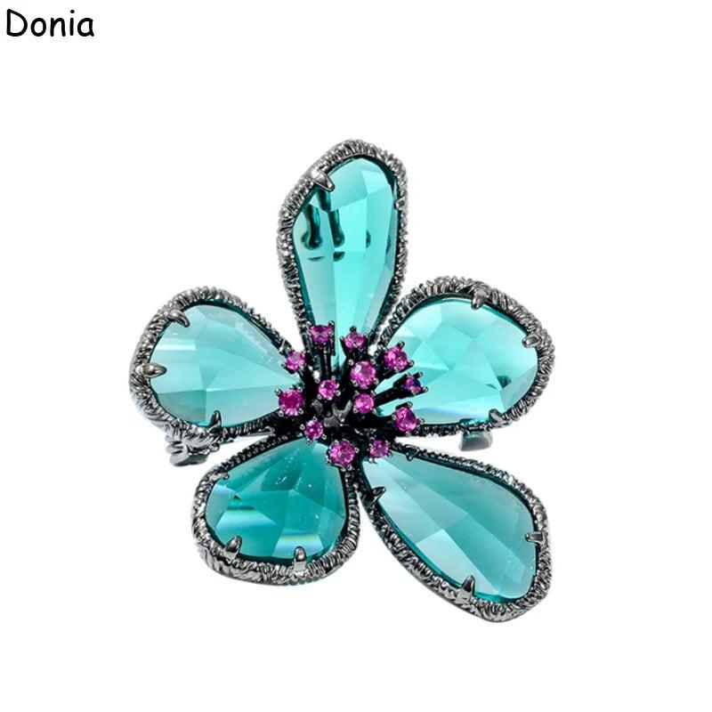 Donia Jewelry Retro Crystal Flower Brooch Large Brooch