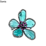 Donia Jewelry Retro Crystal Flower Brooch Large Brooch