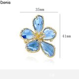 Donia Jewelry Retro Crystal Flower Brooch Large Brooch