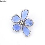 Donia Jewelry Retro Crystal Flower Brooch Large Brooch