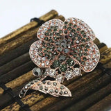 Rose Gold Sunflower Brooch Rhinestone Crystal Pin