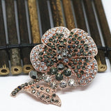 Rose Gold Sunflower Brooch Rhinestone Crystal Pin