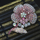Rose Gold Sunflower Brooch Rhinestone Crystal Pin
