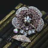 Rose Gold Sunflower Brooch Rhinestone Crystal Pin