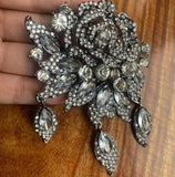 Zircon Silver Flower Brooch Crystal Jewelry