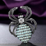 Spider Animal Brooch Vintage Green Opal Crystal Hijab Pin