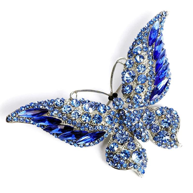 Crystal Butterfly Brooch Pin for Women Rhinestone Insect Jewelry