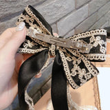 Vintage Lace Fabric Bow Brooch for Women Accessories