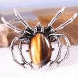 Spider Brooch Natural Stone Tiger's Eye Bead Pendant DIY Jewelry 1Pcs