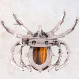 Spider Brooch Natural Stone Tiger's Eye Bead Pendant DIY Jewelry 1Pcs