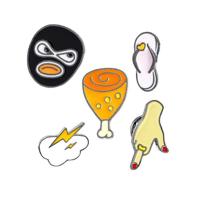 Enamel Animal Dog Cat Fruit Ice Cream Lapel Pin Collar Brooch Set