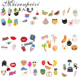 Enamel Animal Dog Cat Fruit Ice Cream Lapel Pin Collar Brooch Set