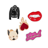 Enamel Animal Dog Cat Fruit Ice Cream Lapel Pin Collar Brooch Set