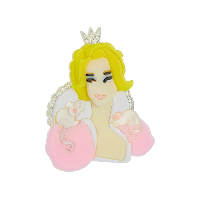 Cartoon Crown Princess Girl Brooches Acrylic Figure Pins Badges